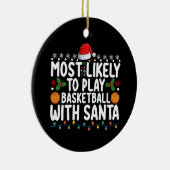 サンタ・クリスマ遊でバスケットボールをする可能性が最も高い セラミックオーナメント (右)