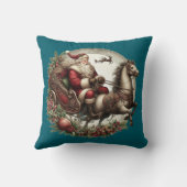 サンタ・クロースがそりと馬に クッション (裏面)