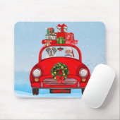 サンタ・クロースと車に乗ったサンバーナード・ドッグ マウスパッド (マウス)