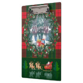 サンタ・クロースはトナカイが率いる木馬に乗っている クリップボード (左)