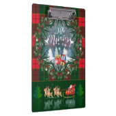 サンタ・クロースはトナカイが率いる木馬に乗っている クリップボード (右)