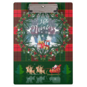 サンタ・クロースはトナカイが率いる木馬に乗っている クリップボード (正面)