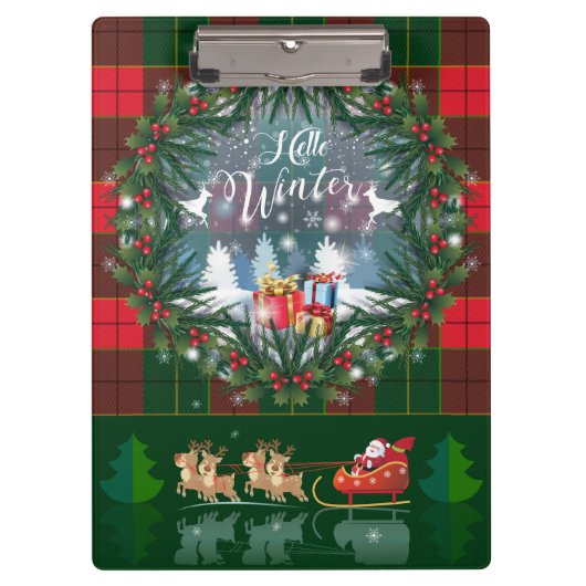 サンタ・クロースはトナカイが率いる木馬に乗っている クリップボード (正面)