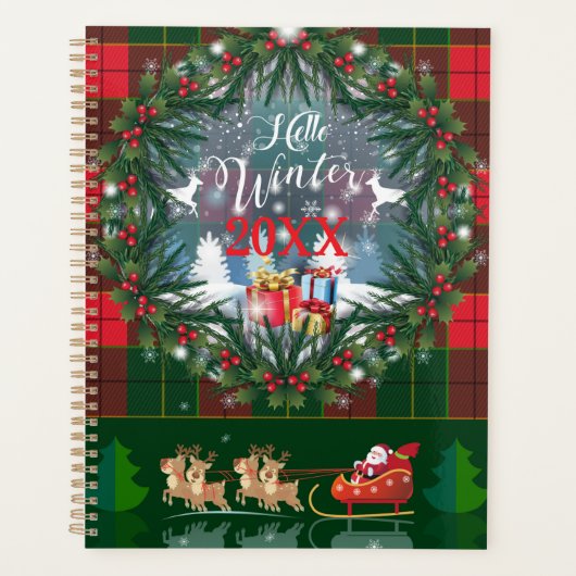 サンタ・クロースはトナカイが率いる木馬に乗っている プランナー手帳 (正面)