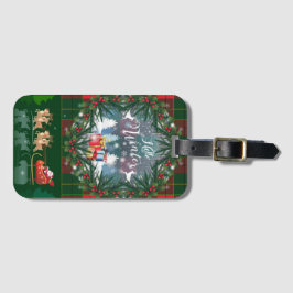 サンタ・クロースはトナカイが率いる木馬に乗っている ラゲッジタグ