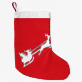 サンタ・クロースはトナカイに乗って狡猾に乗る スモールクリスマスストッキング (正面)