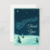 サンタ・クロース・クリスマスを引っ張るトナカイ サンキューカード (正面/裏面)