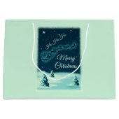 サンタ・クロース・クリスマスを引っ張るトナカイ ラージペーパーバッグ (正面)