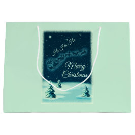 サンタ・クロース・クリスマスを引っ張るトナカイ ラージペーパーバッグ