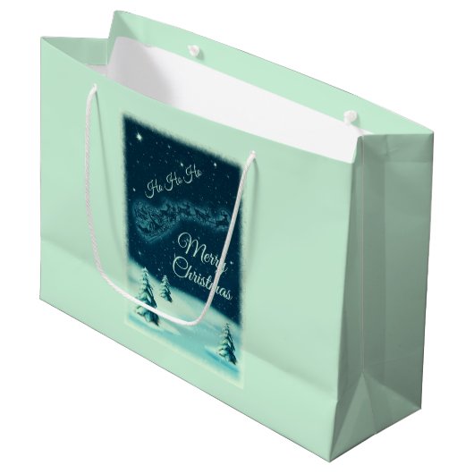 サンタ・クロース・クリスマスを引っ張るトナカイ ラージペーパーバッグ (正面アングル)