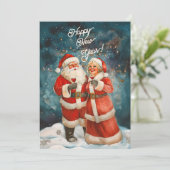 サンタ クロース & ミセス クロース あけましておめでとう ホリデー カード (スタンド正面)