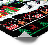 サンタ・グレート・ダン乗馬ユニコーンクリスマスセーター ポスター (角)