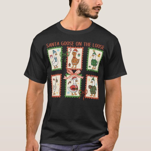サンタ・グース・オン・ザ・ルース メリー・グースマス クリスマス Tシャツ (正面)