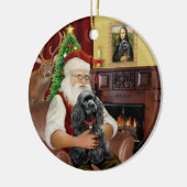 サンタ – コッカー（黒） セラミックオーナメント (左)