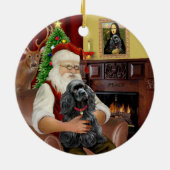 サンタ – コッカー（黒） セラミックオーナメント (裏面)