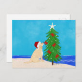 サンタ・ゴールデンドッグのクリスマス願い葉書 ポストカード (正面/裏面)