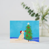 サンタ・ゴールデンドッグのクリスマス願い葉書 ポストカード (スタンド正面)