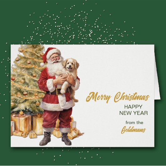 サンタ&ゴールデンレトリエバーパピークリスマスカード