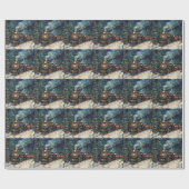 サンタ・サンタ付きクリスマス鉄道列車 ラッピングペーパー (フラット)