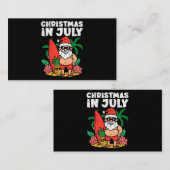 サンタ・サーファービーチクリスマスおもしろい7月の夏 名刺 (正面/裏面)