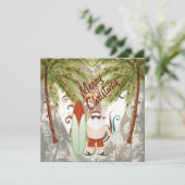 サンタ&サーフボードビーチメリークリスマスグリーティング シーズンカード (スタンド正面)