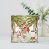 サンタ&サーフボードビーチメリークリスマスグリーティング シーズンカード (スタンド正面)