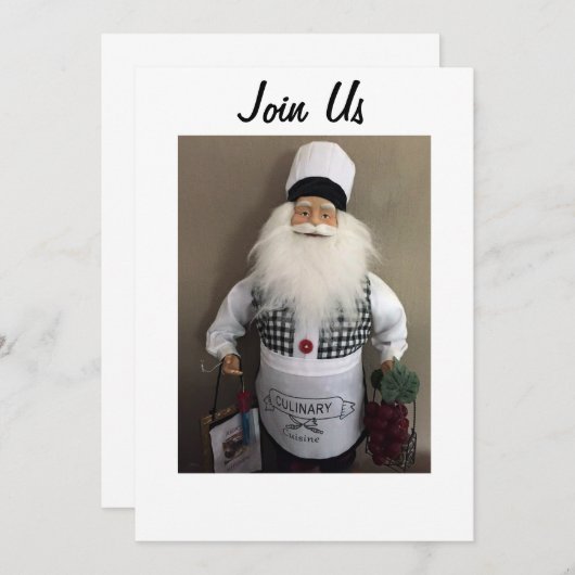 サンタ・シェフの招待状は皆さんのクリスマスの集まりに 招待状 (正面/裏面)