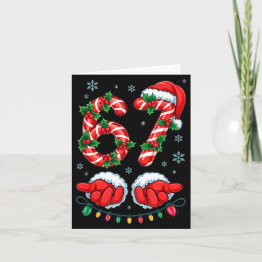 サンタ・シックス・セブン 67 ミーム クリスマス 67 キャンディー・ケーン キ カード (正面)