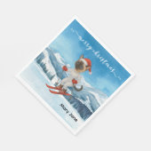 サンタ・シャムのクリスマススノーウィー猫好き スタンダードランチョンナプキン (角)