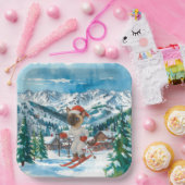 サンタ・シャムのクリスマススノーウィー猫好き ペーパープレート (パーティー)