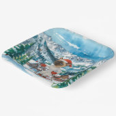 サンタ・シャムのクリスマススノーウィー猫好き ペーパープレート (傾斜あり)