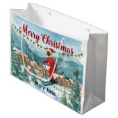 サンタ・シャムのクリスマススノーウィー猫好き ラージペーパーバッグ (正面アングル)