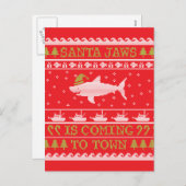 サンタ・シャーク醜いセーターのクリスマスシャーク シーズンポストカード (正面/裏面)