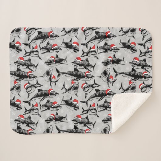 サンタ・シャーク・パターン シェルパブランケット (正面(横))