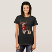 サンタ・シュナウザー・トナカイ・ライトクリスマス Tシャツ (正面フル)