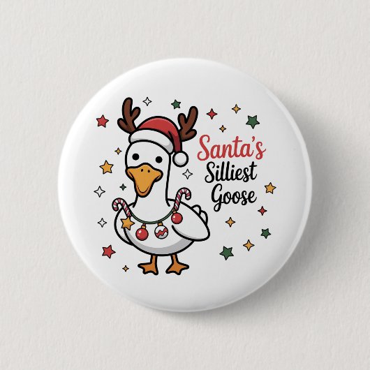 サンタ シリー グース クリスマス アヒル 面白い かわいい 缶バッジ (正面)