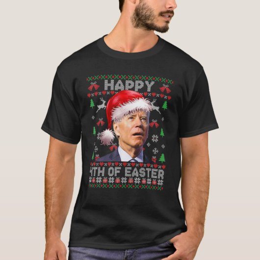 サンタ・ジョーバイデン氏イースターの醜いクリスマスの幸せ4th tシャツ (正面)