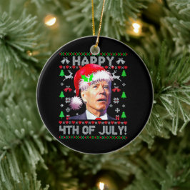 サンタ・ジョーバイデン氏ハッピークリスマスファースト4th醜いクリスマス セラミックオーナメント