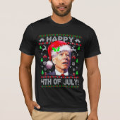 サンタ・ジョーバイデン氏ハッピークリスマスファースト4th醜いクリスマス tシャツ (正面)