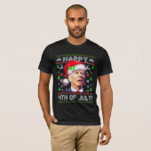 サンタ・ジョーバイデン氏ハッピークリスマスファースト4th醜いクリスマス tシャツ (正面フル)