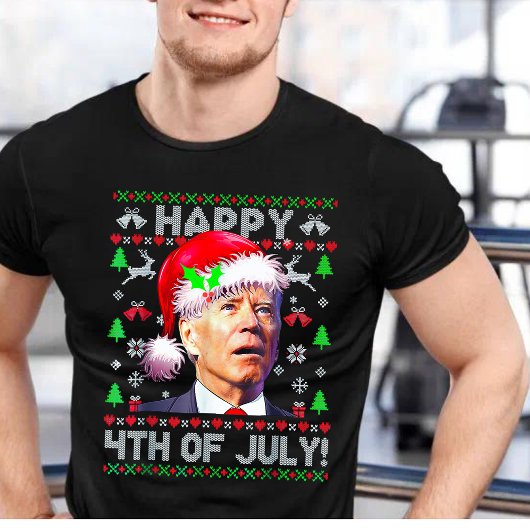 サンタ・ジョーバイデン氏ハッピークリスマスファースト4th醜いクリスマス tシャツ