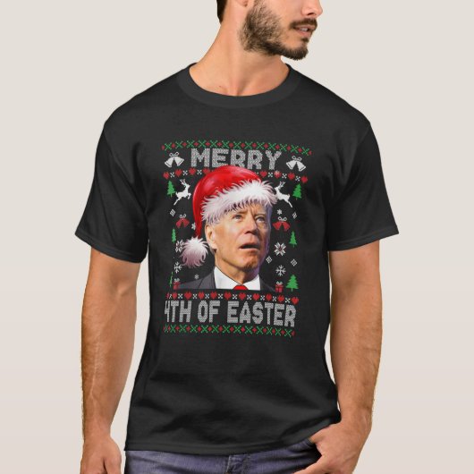 サンタ・ジョーメリー・バイデン氏イースターの醜いクリスマスの4番目 Tシャツ (正面)