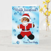 サンタ・ジンジャーブレッド – Vrolijk kerstfeest カード (黄色い花)