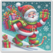 サンタ・スキー・デリバリー・ギフト シール (正面)