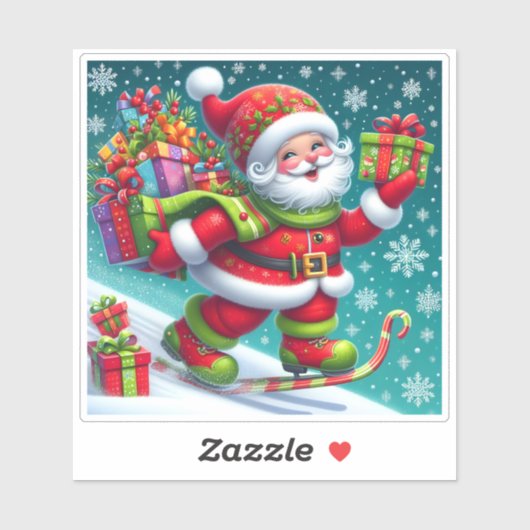 サンタ・スキー・デリバリー・ギフト シール (シート)
