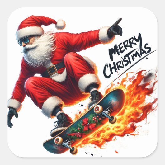 サンタ・スケートが夕暮れ時を満喫 スクエアシール (正面)