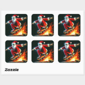 サンタ・スケートボードによる夜火 スクエアシール (シート)