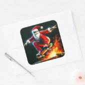 サンタ・スケートボードによる夜火 スクエアシール (封筒)