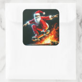 サンタ・スケートボードによる夜火 スクエアシール (バッグ)