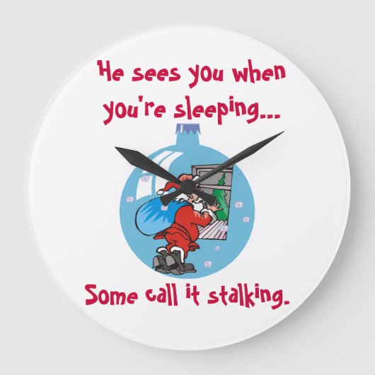 サンタ・ストーカー・ジョーク ラージ壁時計 (正面)